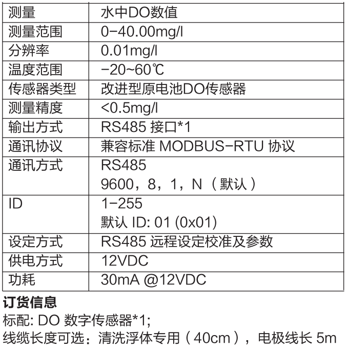 米科MIK-DO-7013數字式膜法溶解氧電極產品參數